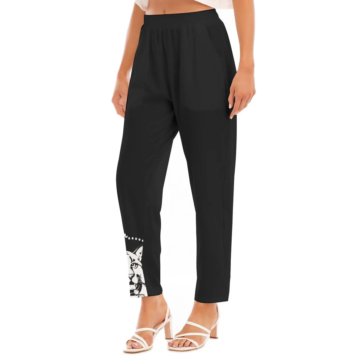 All-Over Print Women's Loose Straight-leg Pants cougar mafia