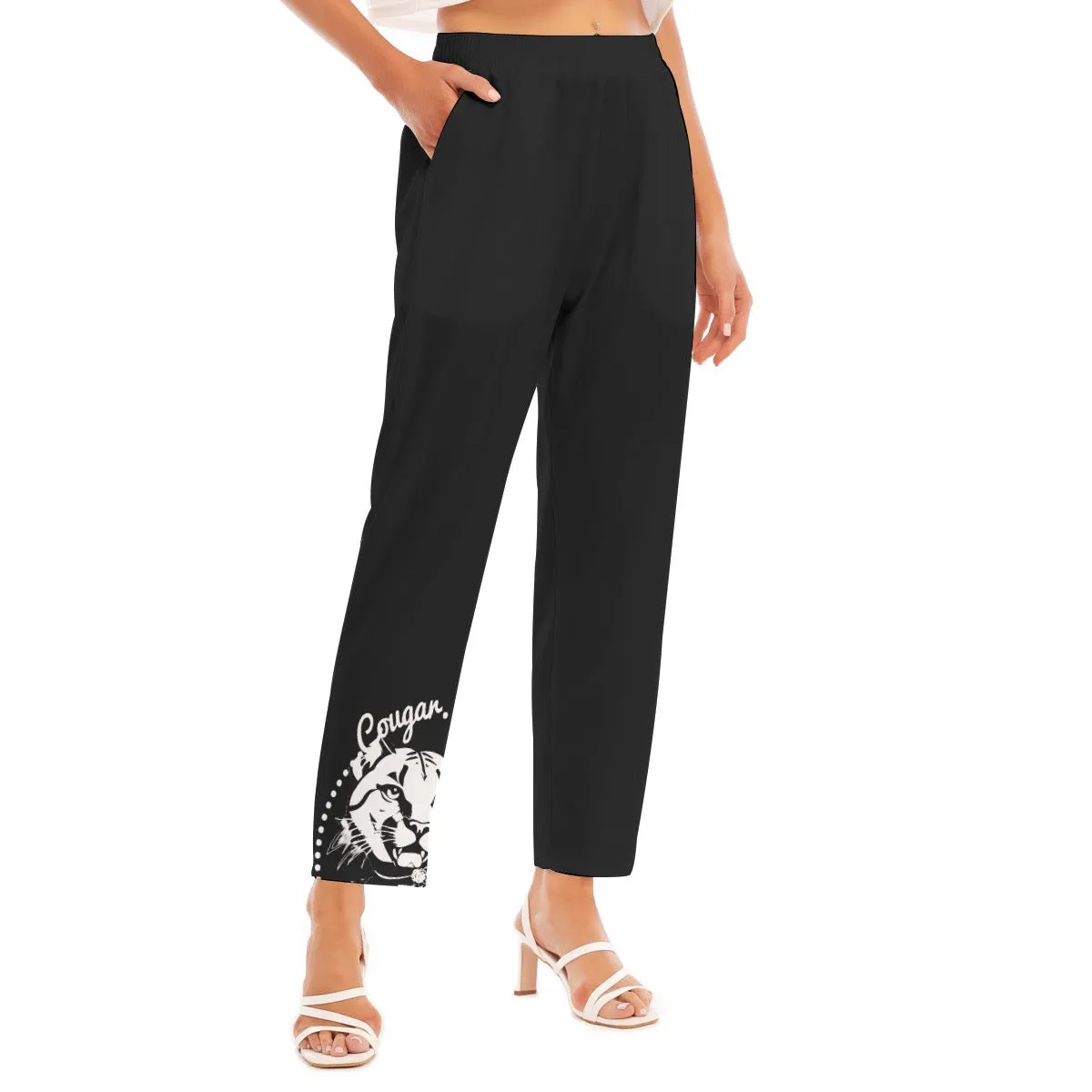 All-Over Print Women's Loose Straight-leg Pants cougar mafia