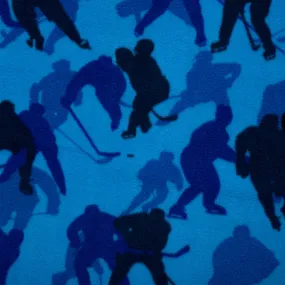 Anti Pill Fleece Print - FRESH - Hockey silhouette - Blue