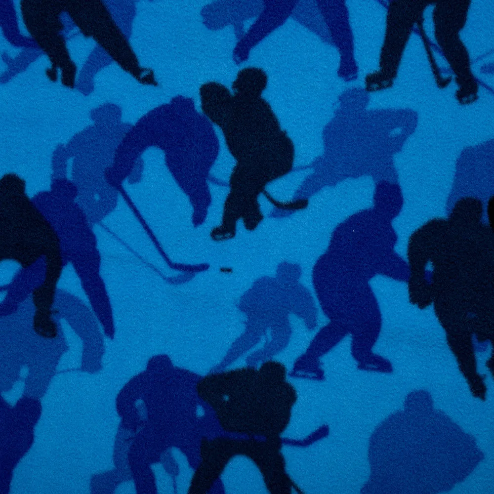 Anti Pill Fleece Print - FRESH - Hockey silhouette - Blue