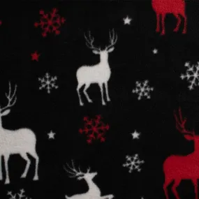 Anti Pill Fleece Print - FRESH - Reindeer - Black