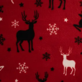 Anti Pill Fleece Print - FRESH - Reindeer - Red