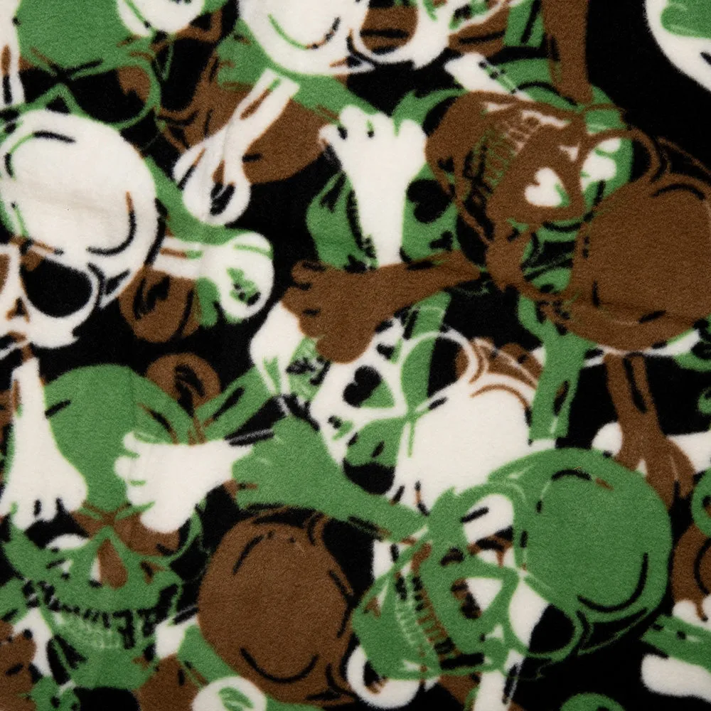 Anti Pill Fleece Print - FRESH - Skull - Green