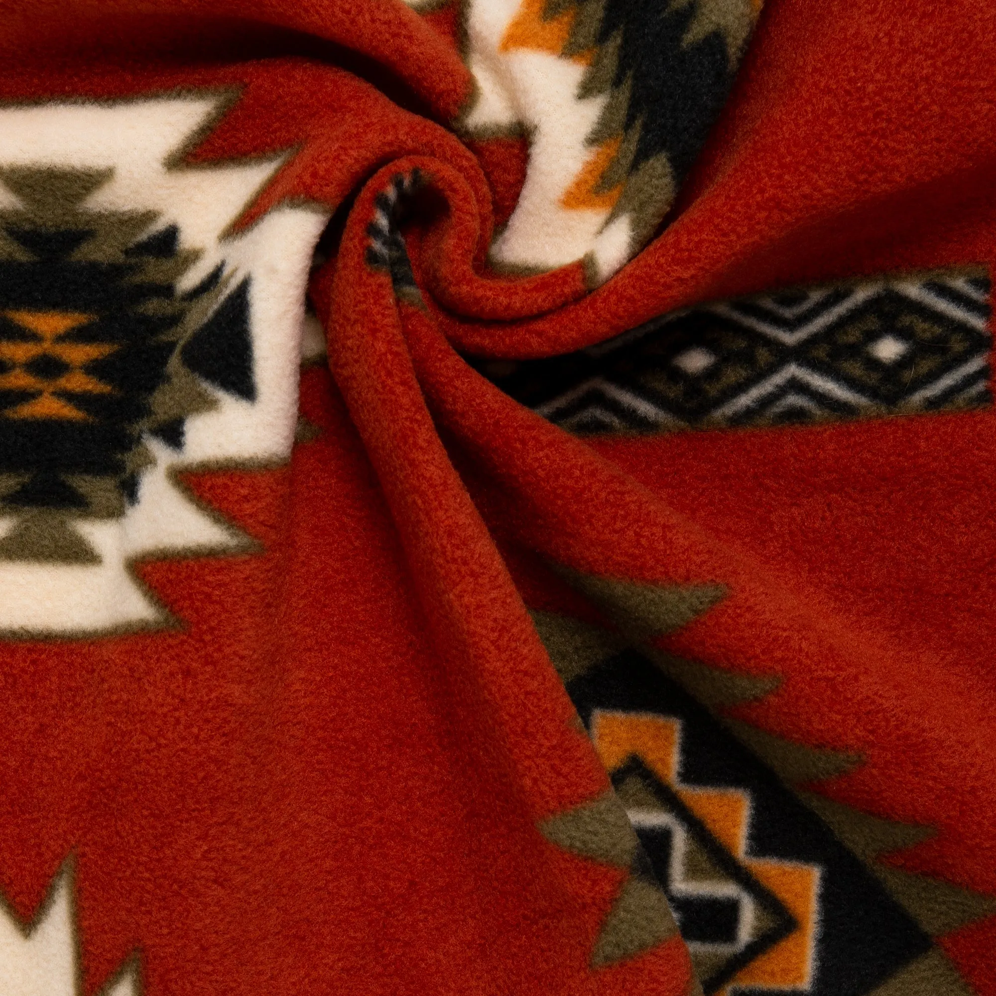 Anti Pill Fleece Print - SLIPPY - Navajo - Copper