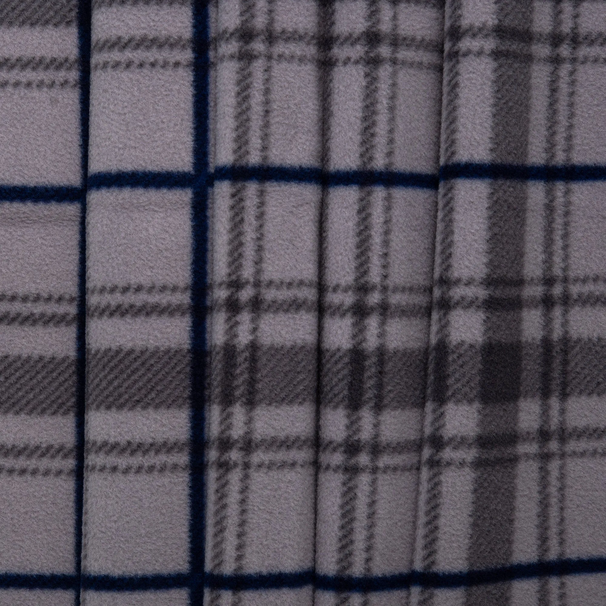 Anti Pill Fleece Print - SLIPPY - Plaids - Greymore