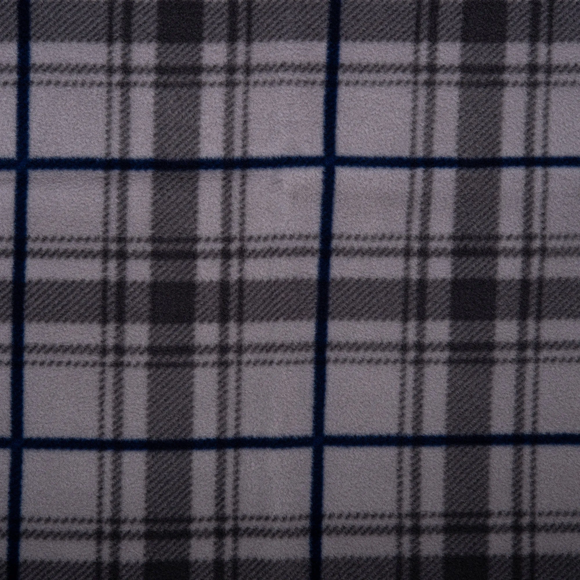 Anti Pill Fleece Print - SLIPPY - Plaids - Greymore