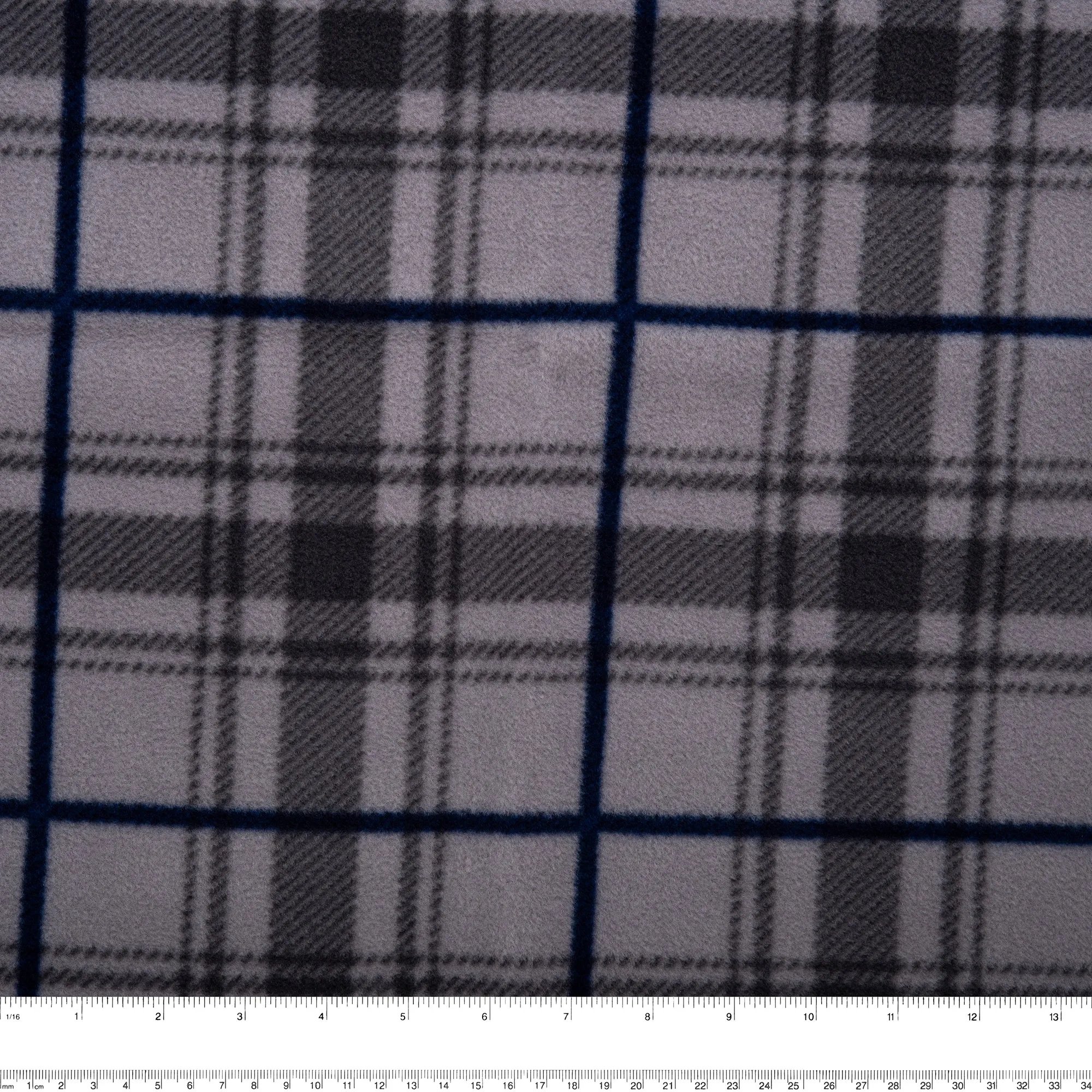 Anti Pill Fleece Print - SLIPPY - Plaids - Greymore