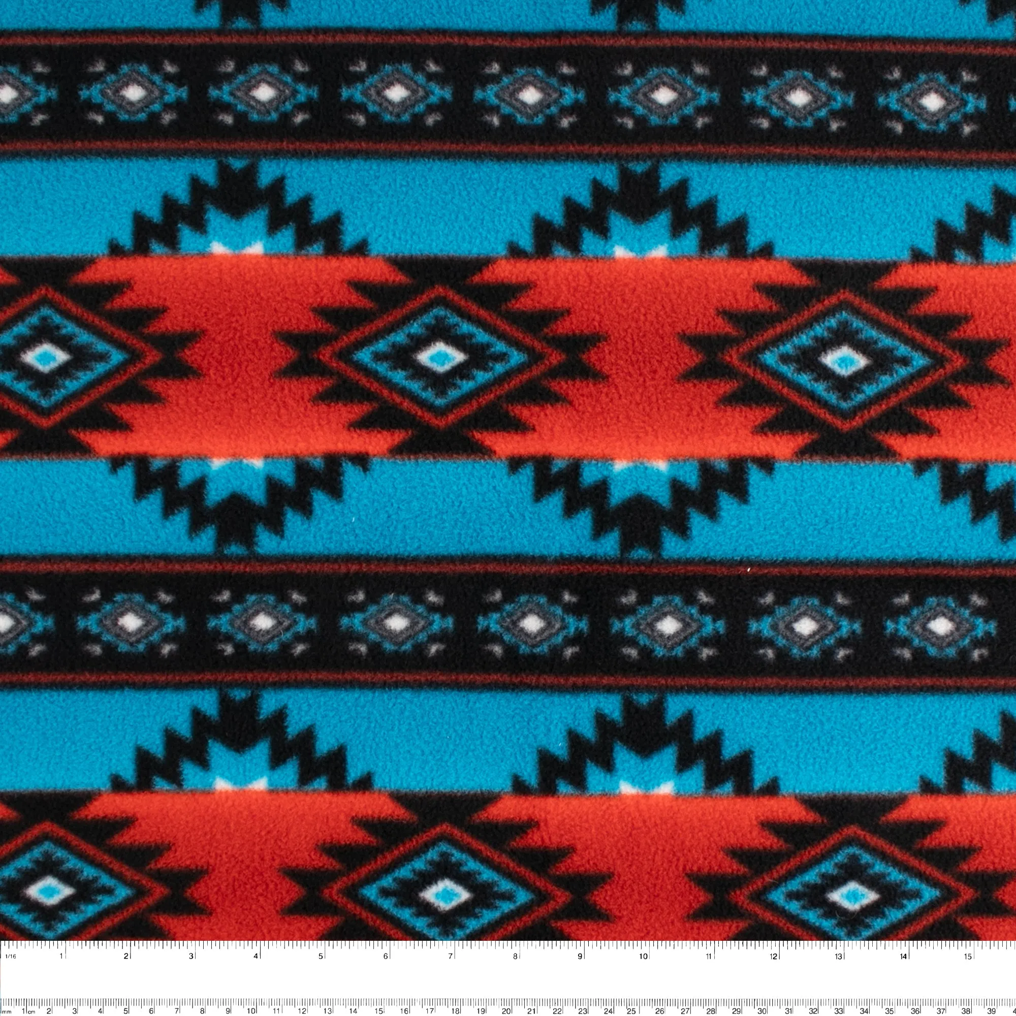 Anti-Pill Fleece Print - SLIPPY - Stripes Navajo - Blue