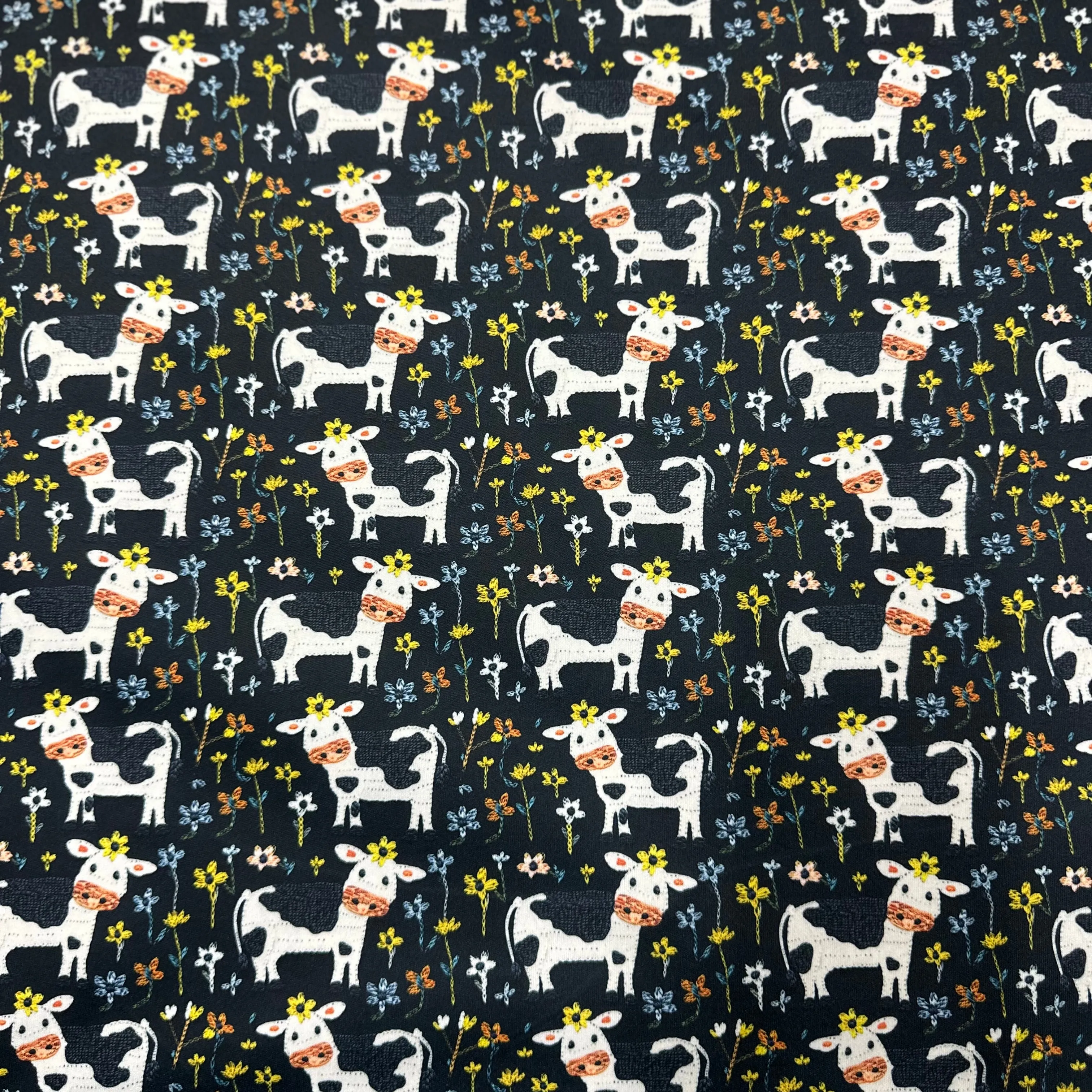 Appliqued Cows 1 mil PUL Fabric - Made in the USA