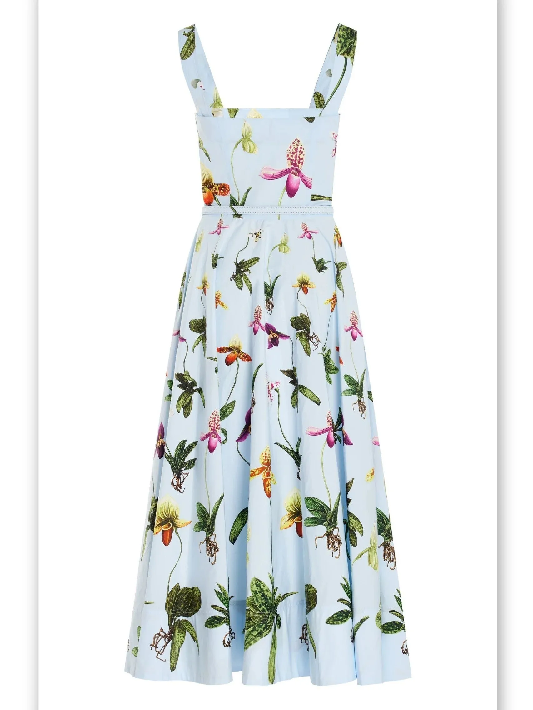 Belted Orchid Printed Light Blue Sundress