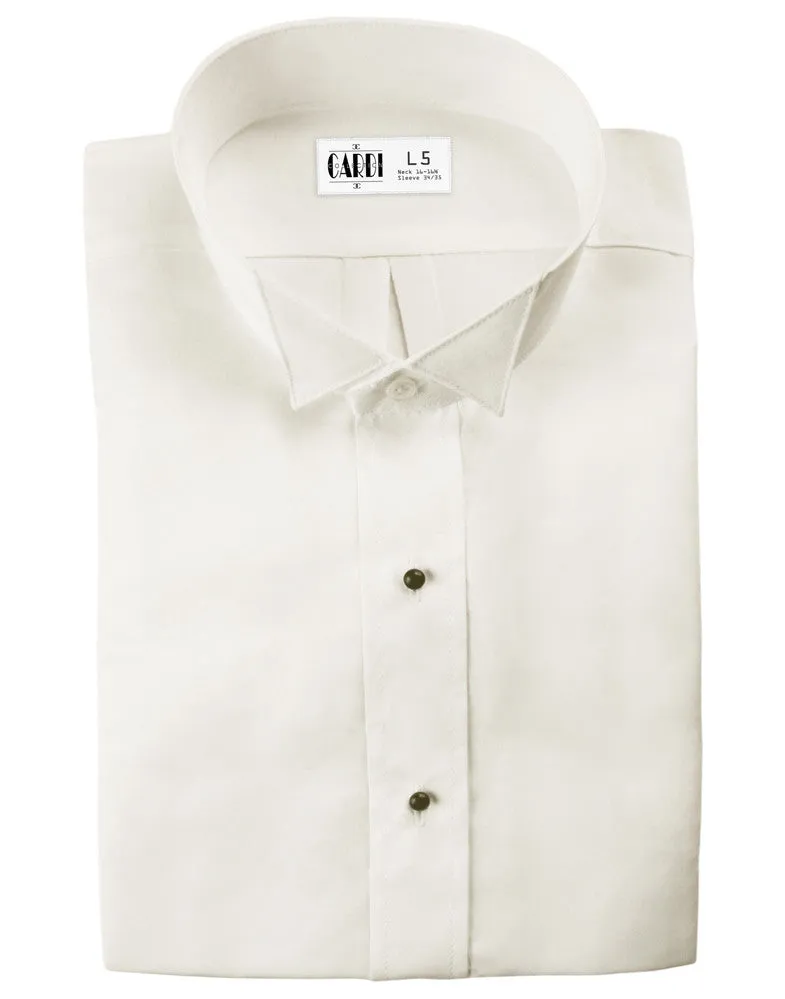 Big & Tall IVORY Wing Collar Non-Pleated Tuxedo Shirt - Ultra Soft Fabric!