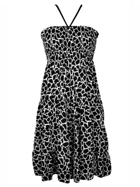 Black & White Giraffe Print Halter Style Sundress Size Small