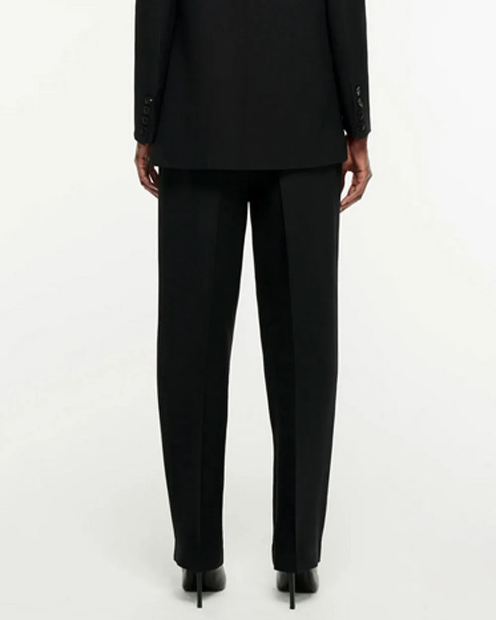 Black Silk Wool Straight Trouser