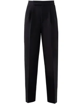 Black Silk Wool Straight Trouser