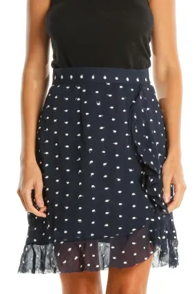 Blue Polka Dot All Day Wear A-Line Skirt