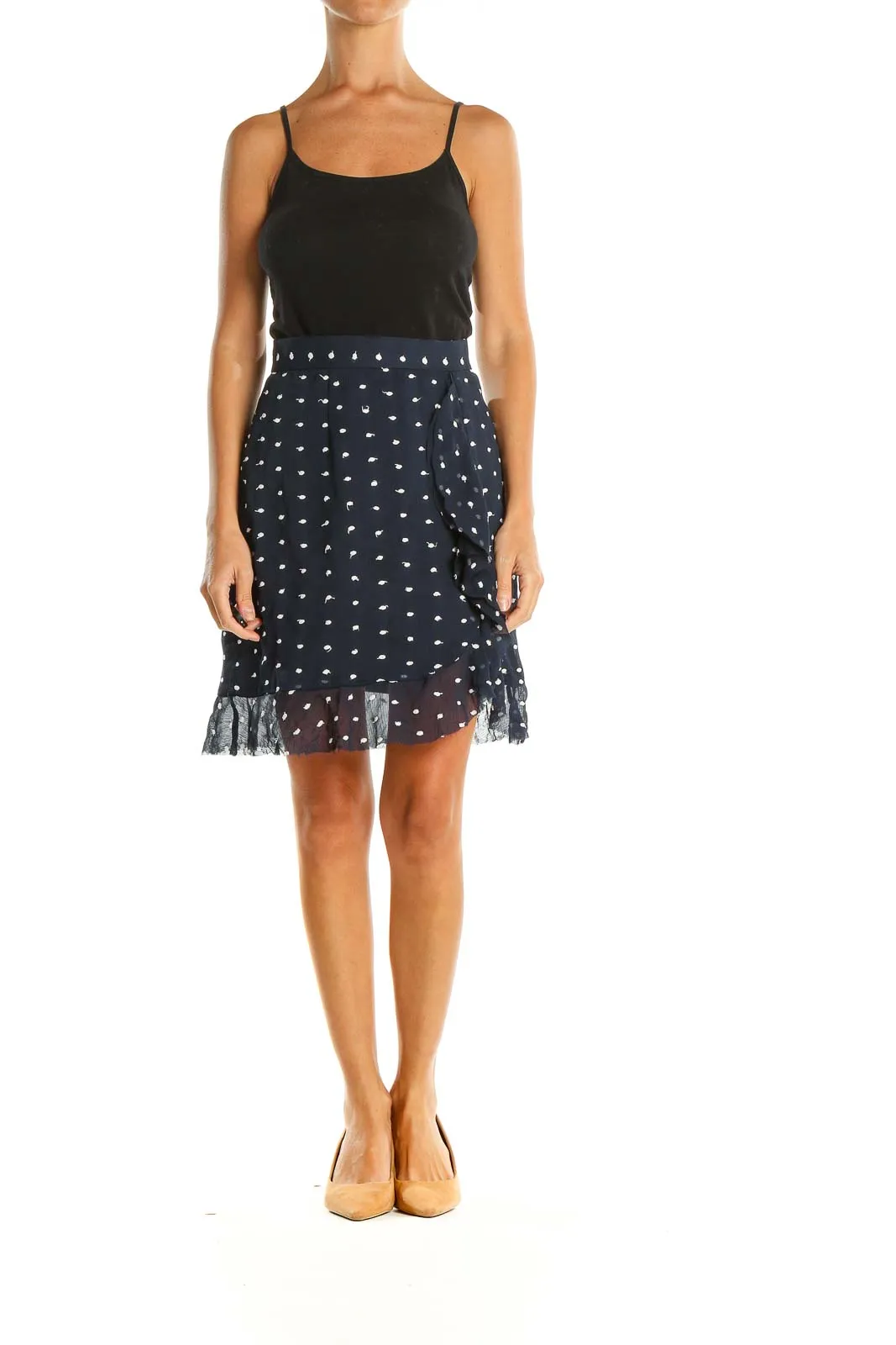 Blue Polka Dot All Day Wear A-Line Skirt