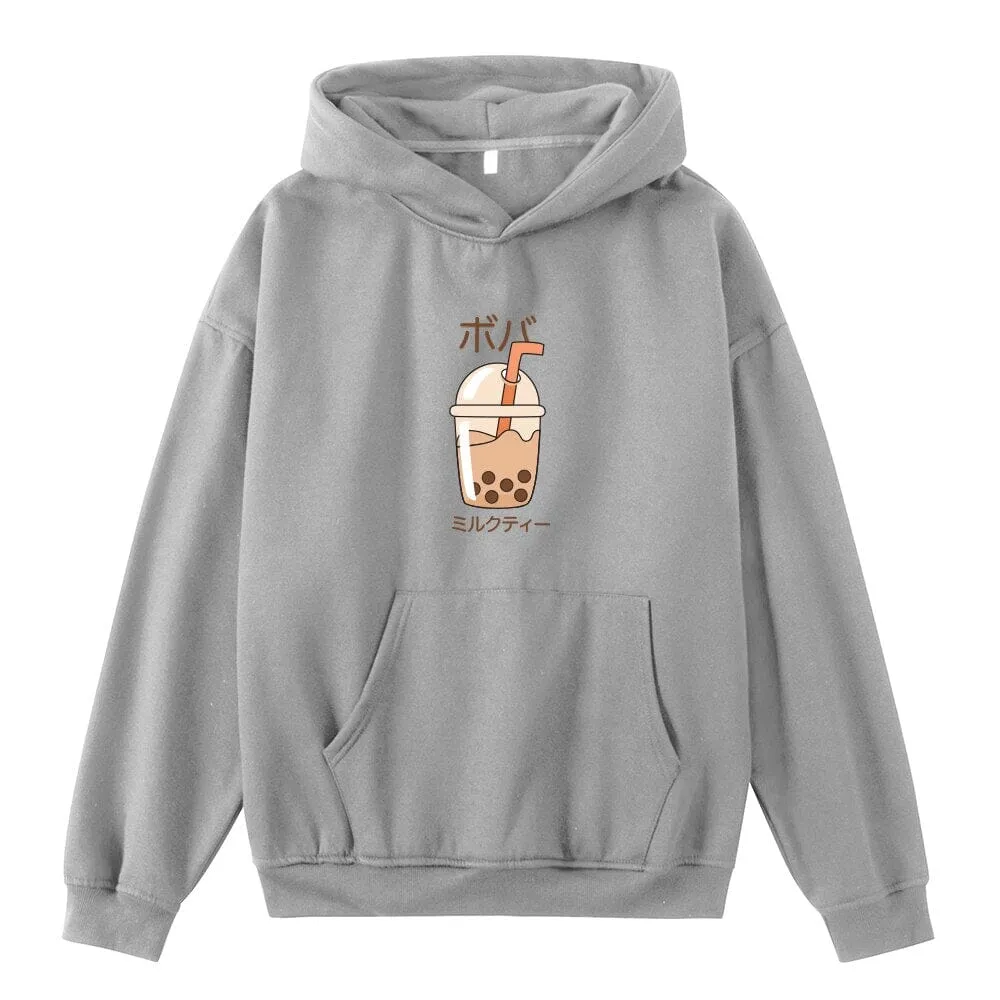 Boba Milk Tea Oversized Soft Hoodies