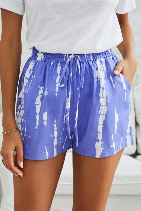 Boho Blue Tie Dye Summer Shorts