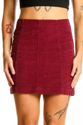 Burgundy Corduroy Mini Skirt