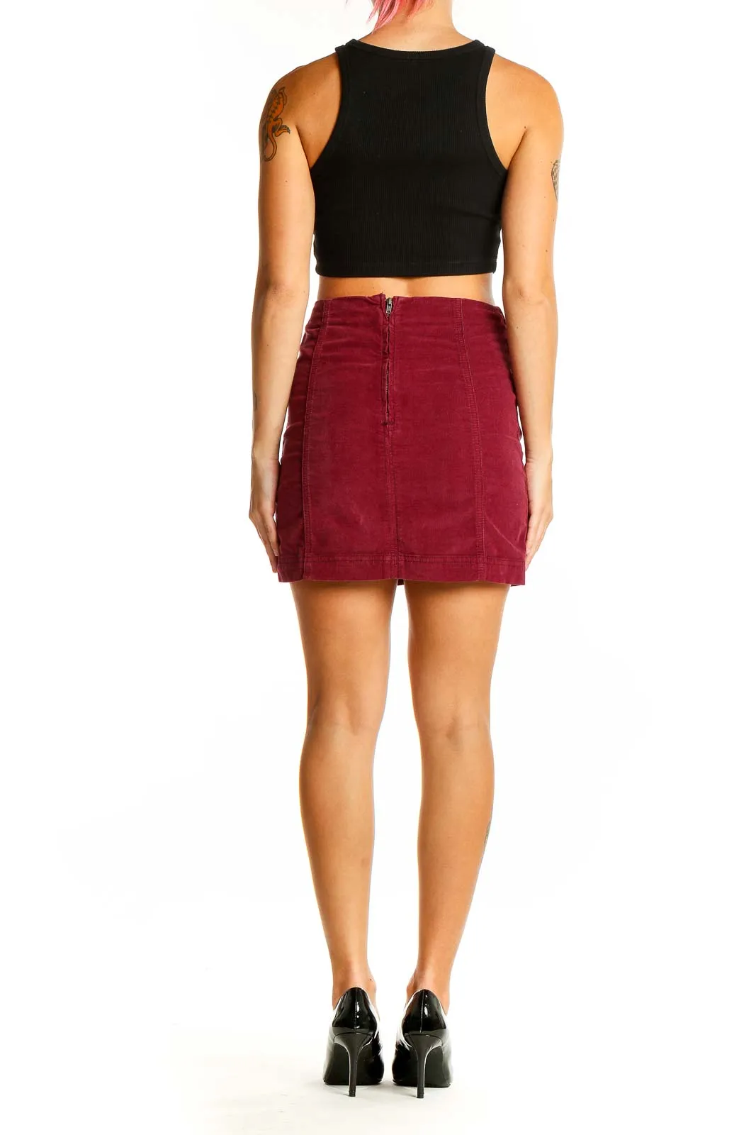 Burgundy Corduroy Mini Skirt