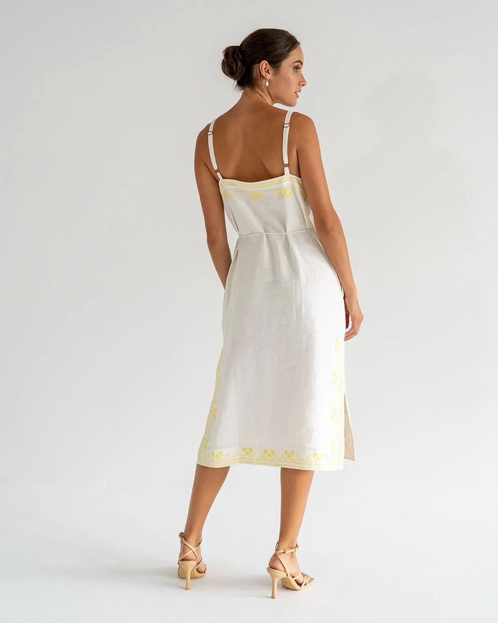 Christina Sundress - Neon Yellow Embroidery