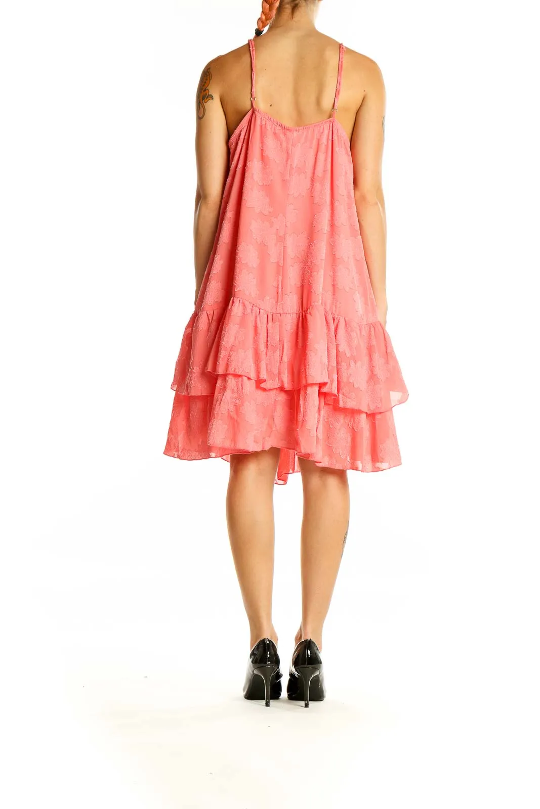 Coral Flowy Tiered Sundress