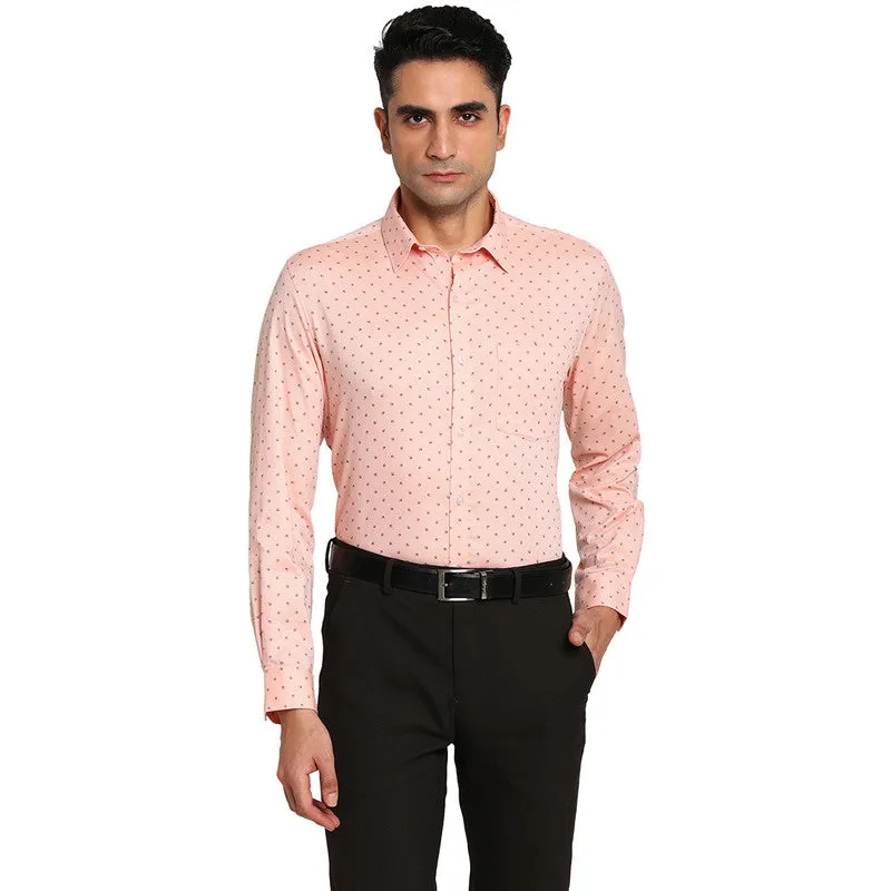 Cotton Pink Regular Fit Printed Formal Shirts