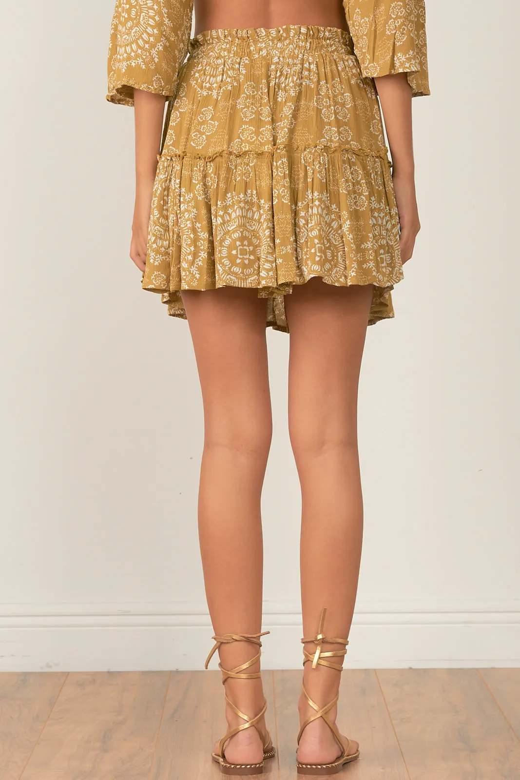 Elan Goldenrod Circle Ruffle Mini Skirt