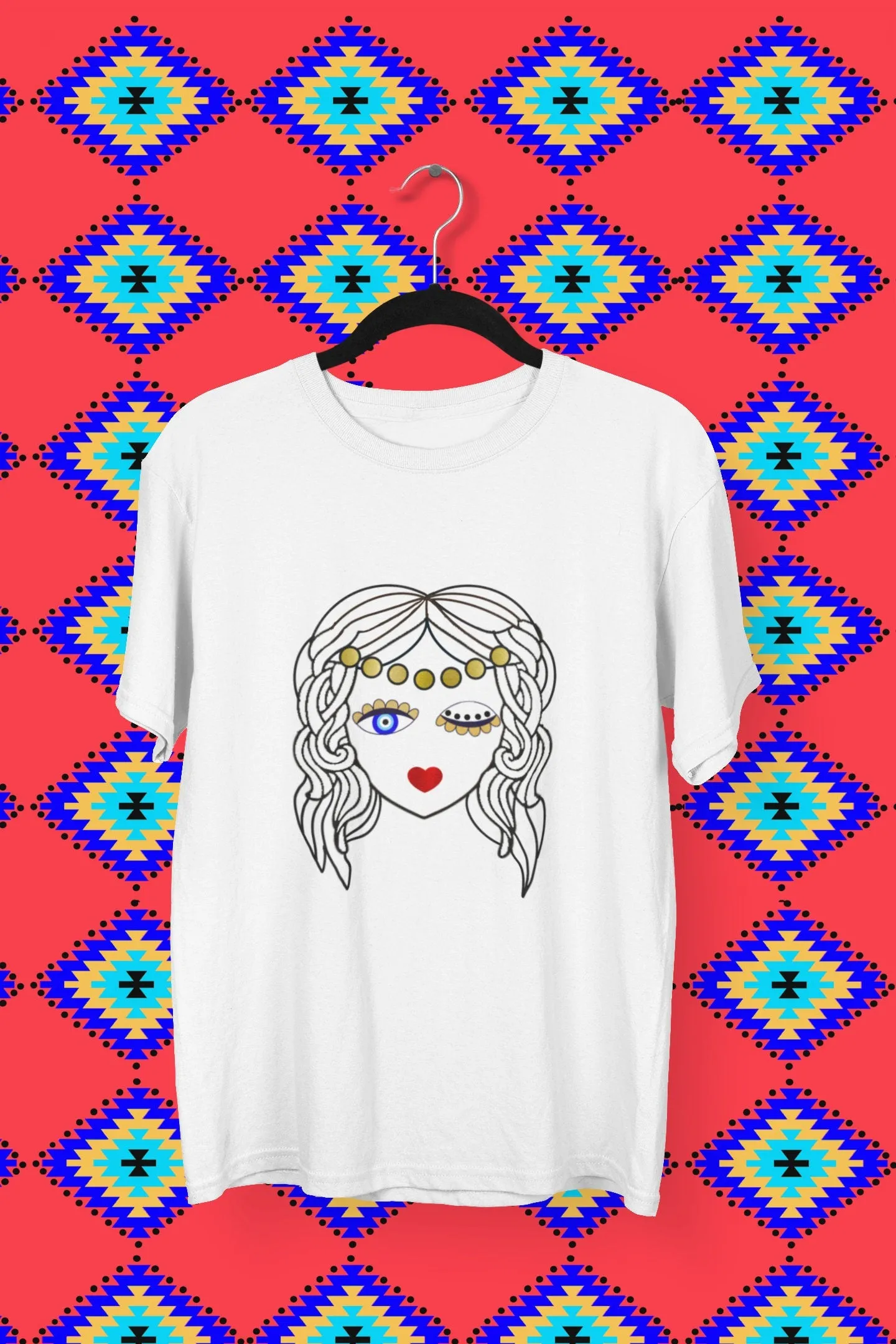 Evil Eye Woman Face Tops, Evil Eye T shirt, Cultural Tops