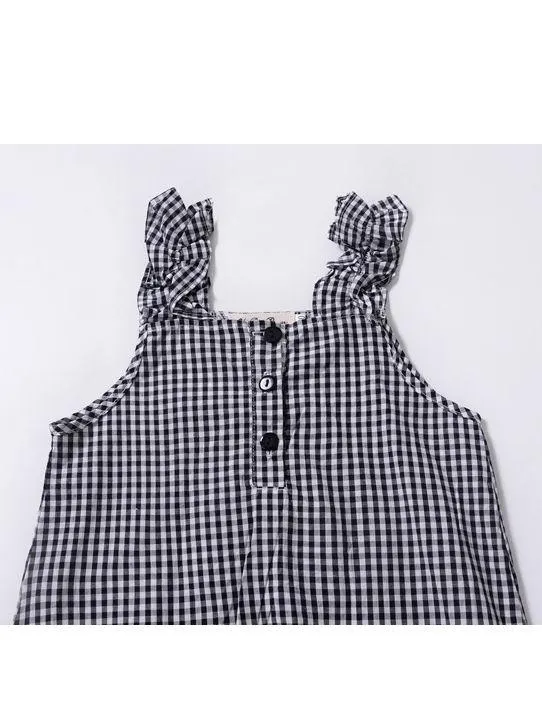 Fashion  Infant Girl Plaid Ruffled Sleeveless Shift Dress