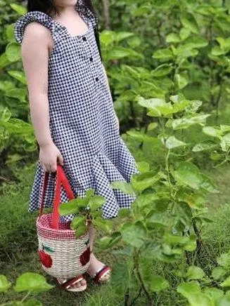 Fashion  Infant Girl Plaid Ruffled Sleeveless Shift Dress