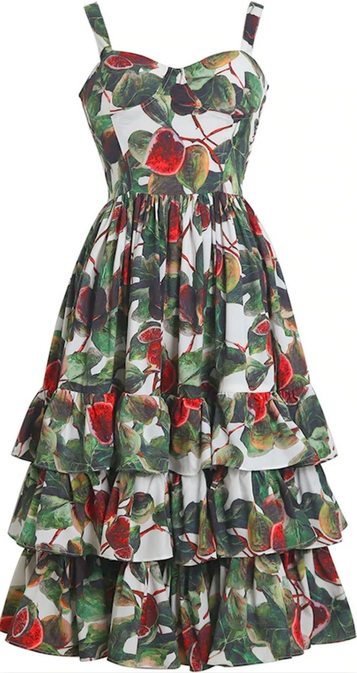 Fig Print Tiered Sundress