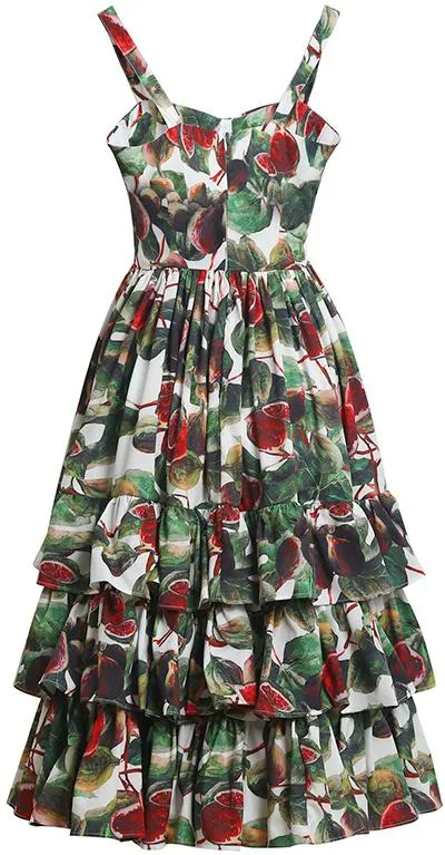 Fig Print Tiered Sundress