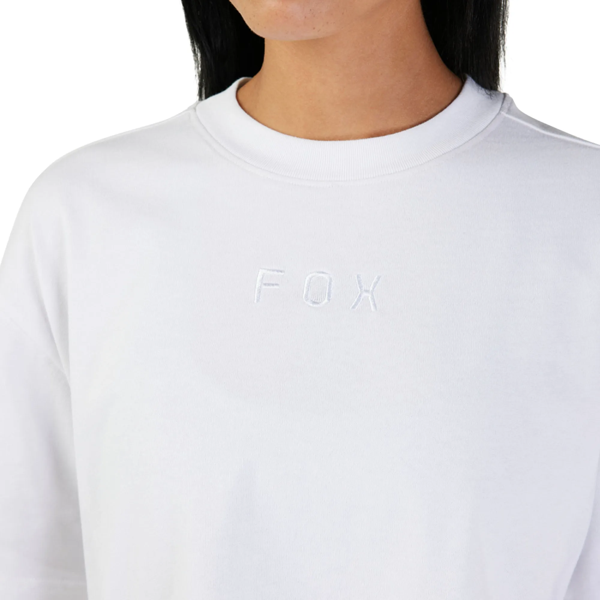 Fox Racing  Womens Wordmark Premium Crop Tee Oversized Ultra-Soft T-Shirt White