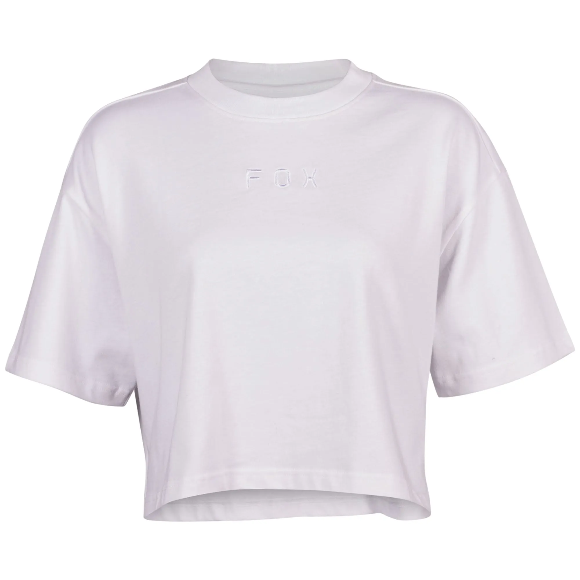 Fox Racing  Womens Wordmark Premium Crop Tee Oversized Ultra-Soft T-Shirt White