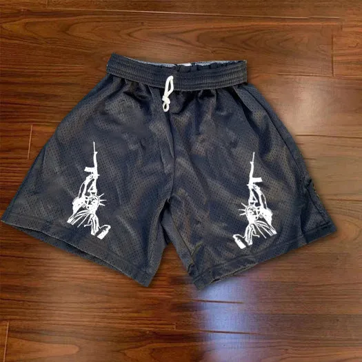 Free print street casual sports shorts