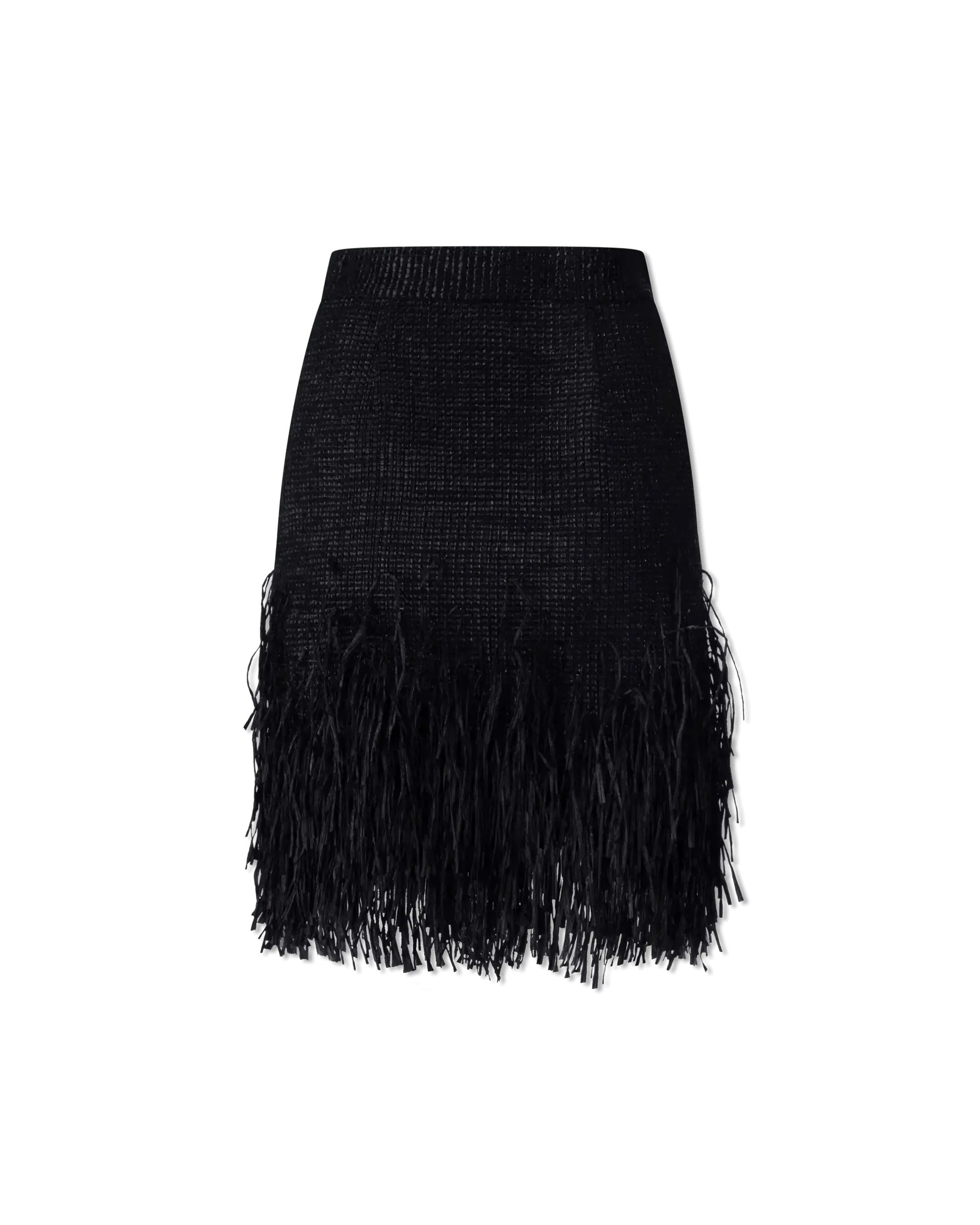 Fringe-Trimmed High Waisted Skirt