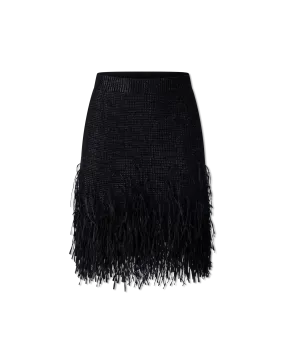 Fringe-Trimmed High Waisted Skirt