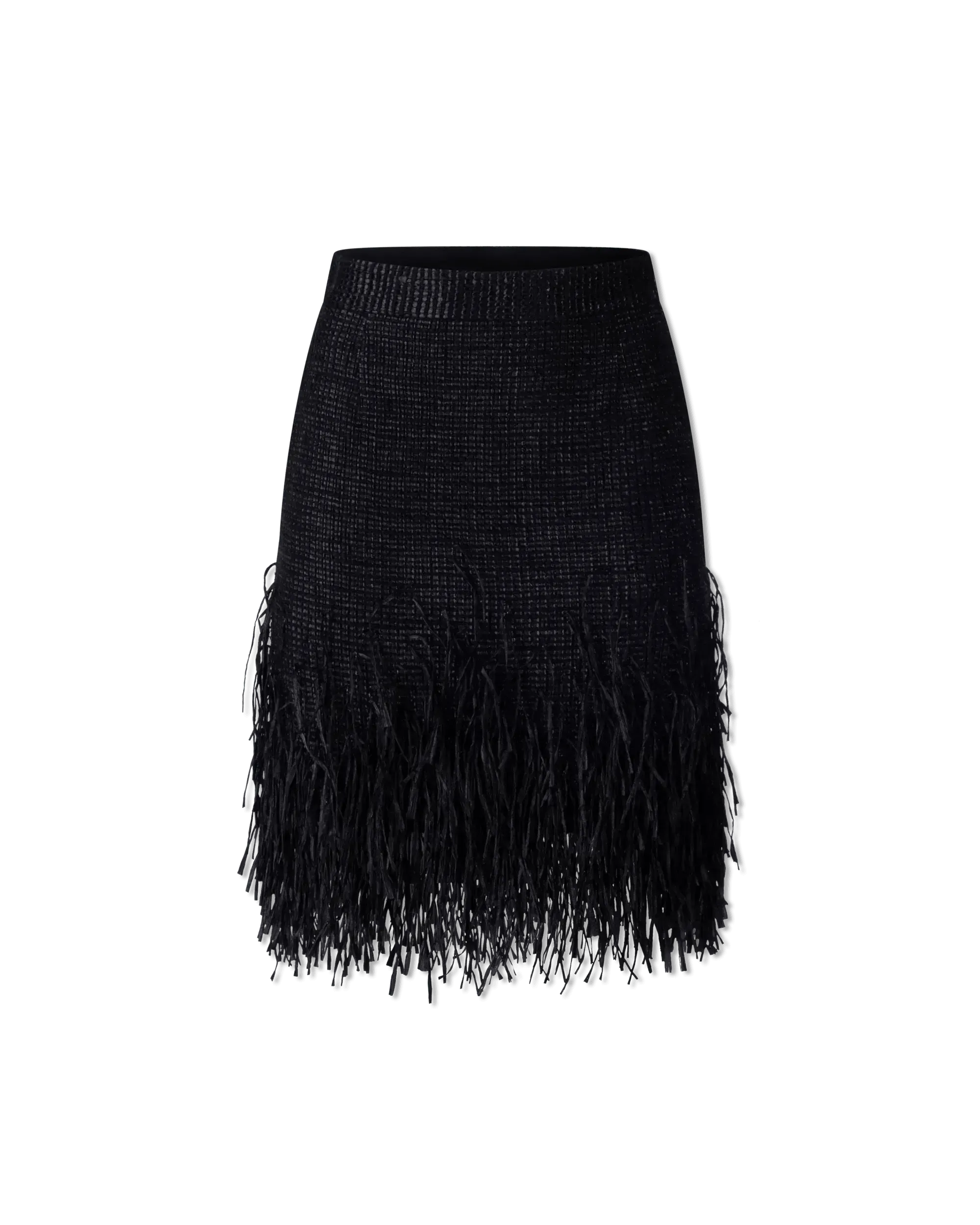 Fringe-Trimmed High Waisted Skirt