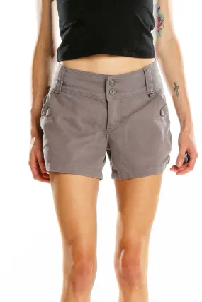 Gray Casual Cotton Blend Shorts