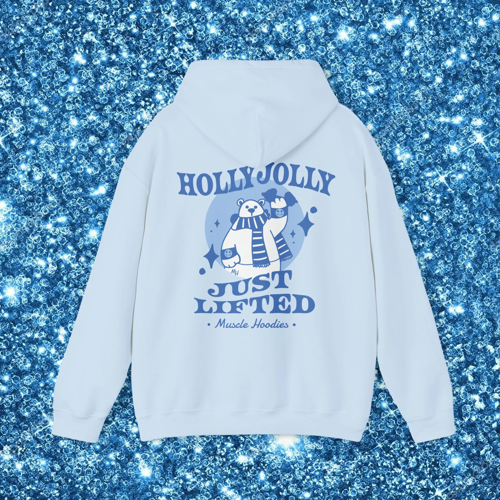 HOLLY JOLLY JUST LIFTED (BLUE)- HOODIE