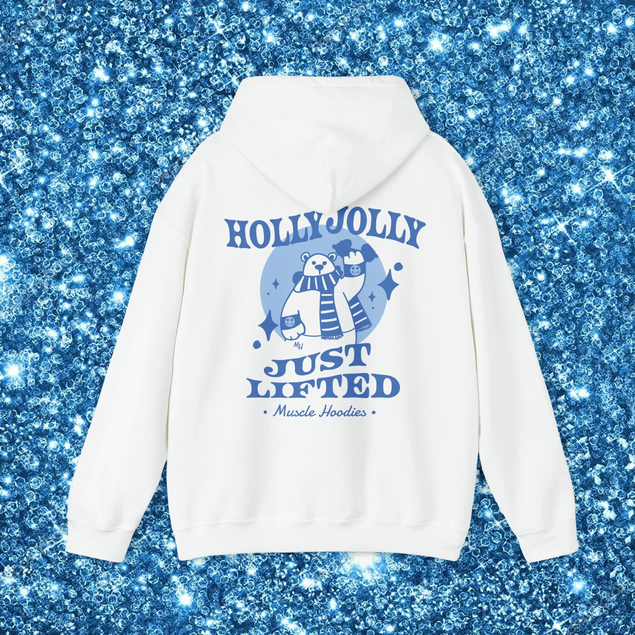 HOLLY JOLLY JUST LIFTED (BLUE)- HOODIE