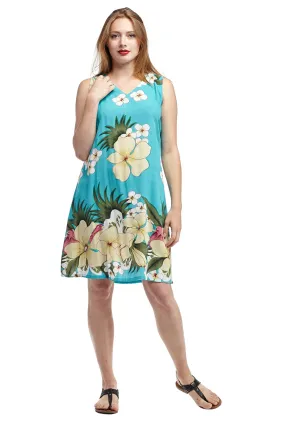 La Cera V-Neck Floral Sleeveless Short Dress