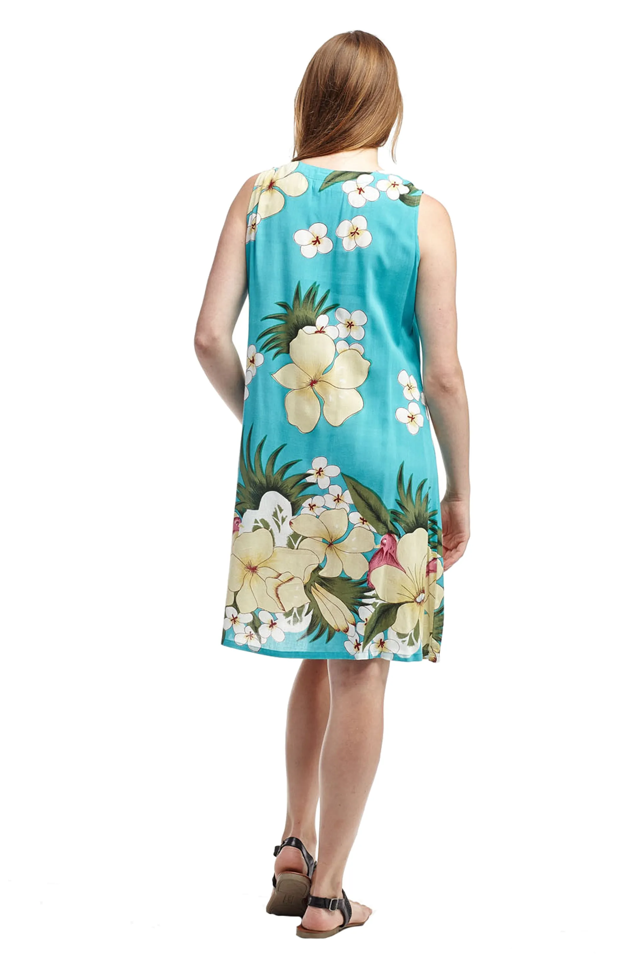 La Cera V-Neck Floral Sleeveless Short Dress