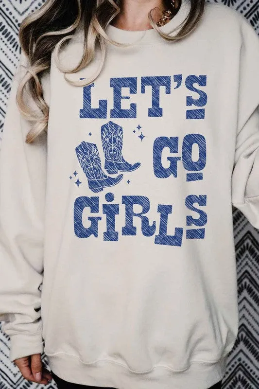 LETS GO GIRLS WESTERN BOOTS OVERSIZED SWEATSHIRT