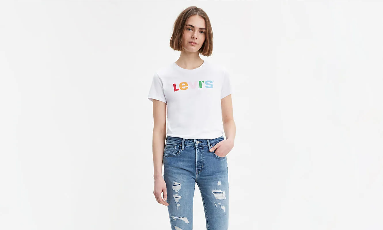 Levis Women's Perfect Multicolor Levis Text T-Shirt