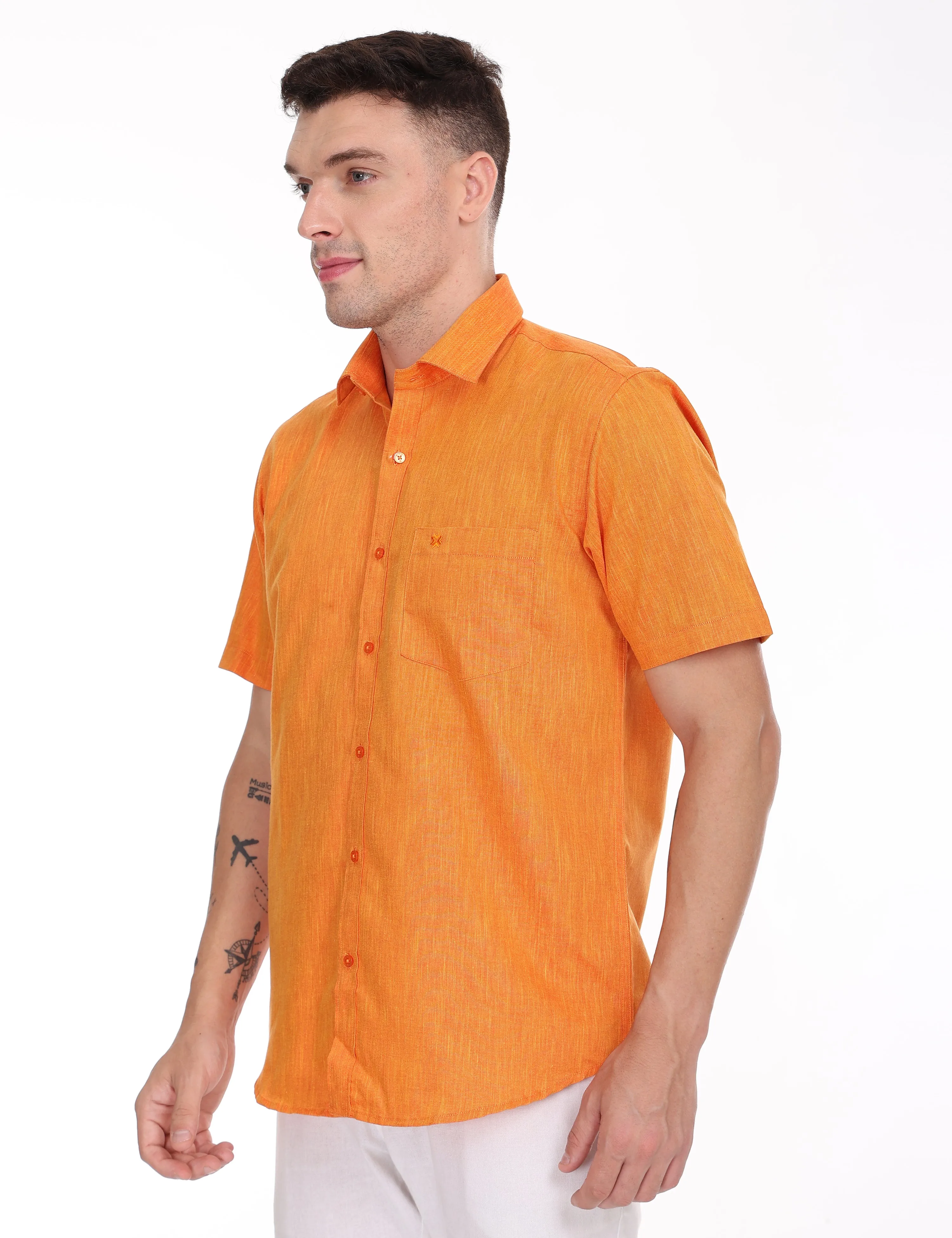 Linseed Cotton Colour Shirt Half Sleeve - 17005