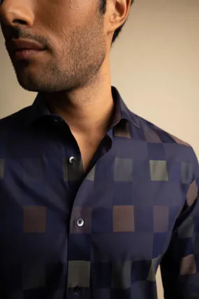 Navy Multi Check Shirt EOSS