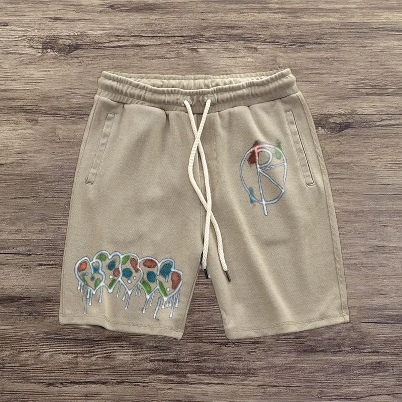 Personalized graffiti print casual street shorts