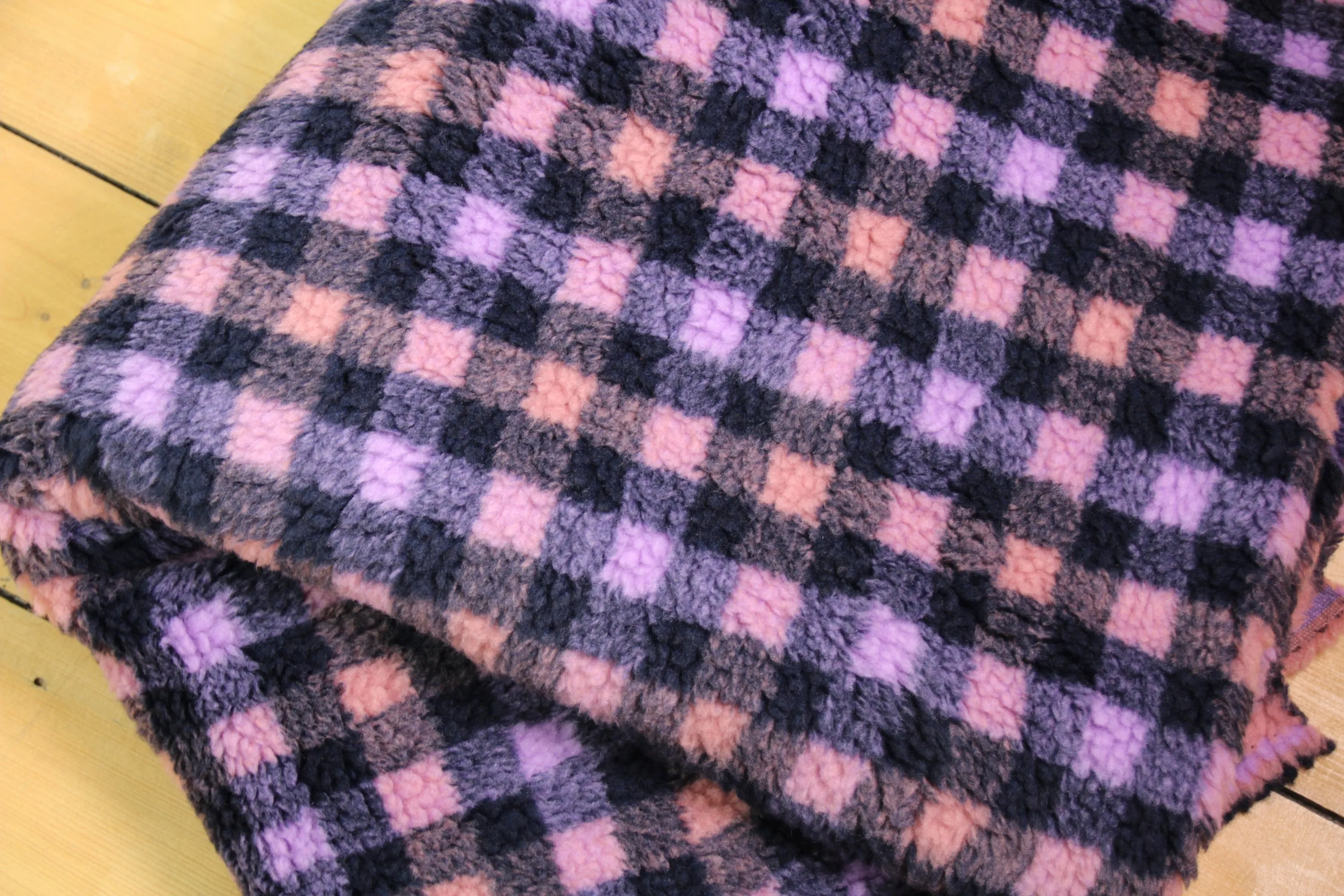 Purple/Navy 3/4" Check Cozy Thick Teddy Fleece | Atelier Jupe | By The Half Yard